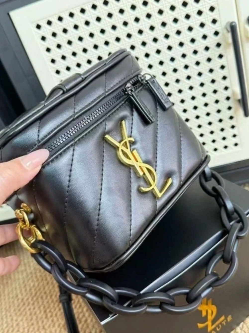 Yves Saint Laurent Black Quilted Leather Crossbody with Gold YSL Hardware - Picture 2 of 3